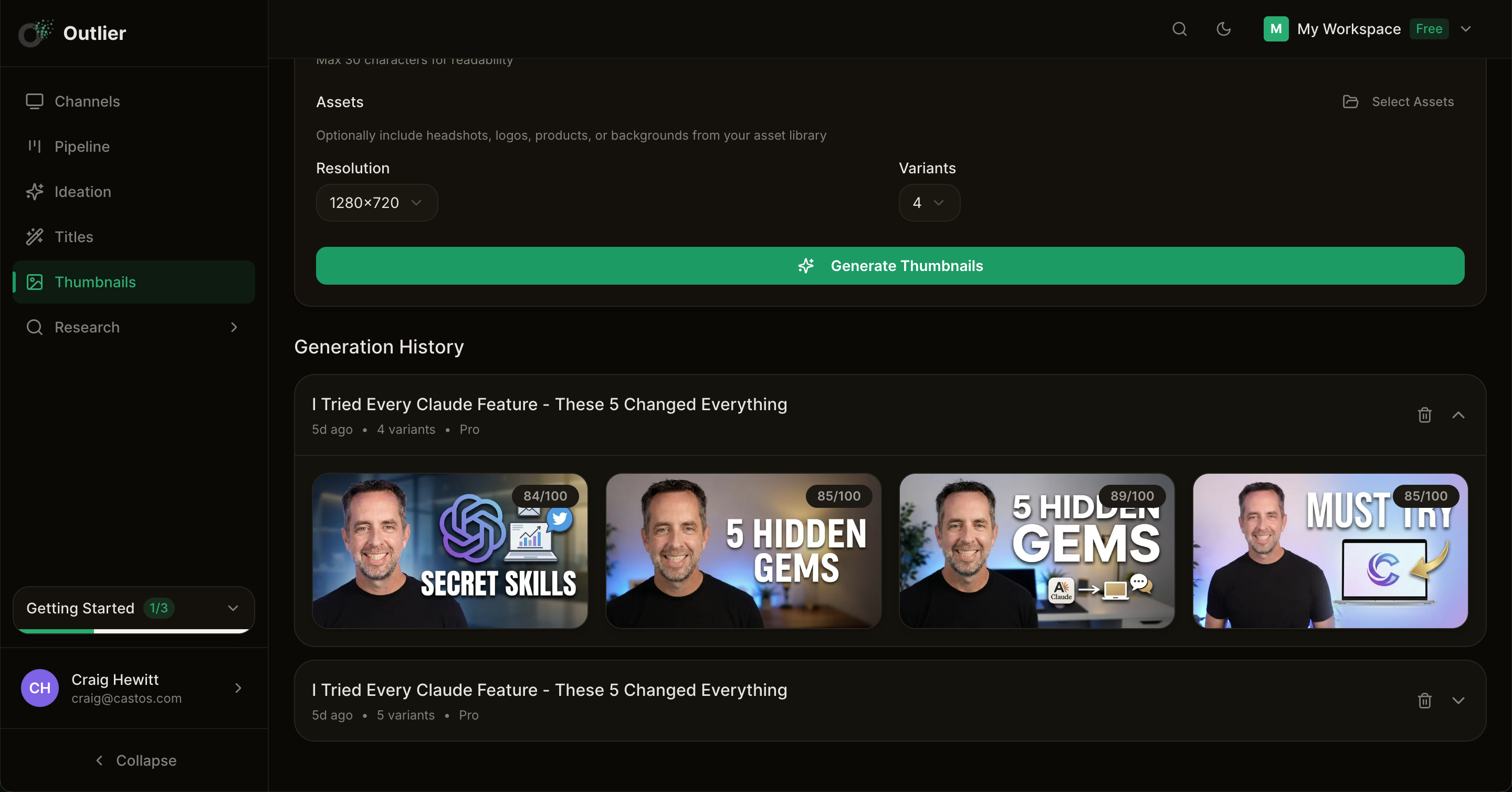 Thumbnail generator with AI-generated concepts